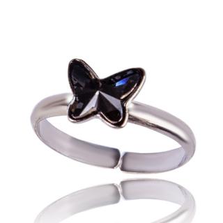 Stříbrný prsten s krystalem Motýlek 8mm Silver Night (Stříbrný prsten s krystalem)