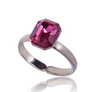 Stříbrný prsten s krystalem Octagon 10mm Rose (Stříbrný prsten s krystalem)