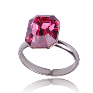 Stříbrný prsten s krystalem Octagon Rose (Stříbrný prsten s krystalem)