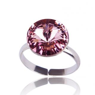 Stříbrný prsten s krystalem Rivoli Light Rose (Stříbrný prsten s krystalem)