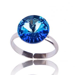 Stříbrný prsten s krystalem Rivoli Royal Blue DeLite (Stříbrný prsten s krystalem)