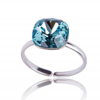 Stříbrný prsten s krystalem Square Light Turquoise (Stříbrný prsten s krystalem)