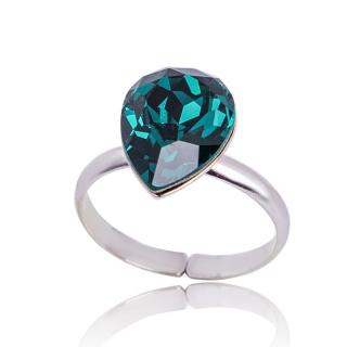 Stříbrný prsten s krystalem Xilion Pear Emerald (Stříbrný prsten s krystalem)