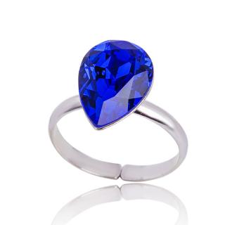 Stříbrný prsten s krystalem Xilion Pear Majestic Blue (Stříbrný prsten s krystalem)
