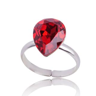 Stříbrný prsten s krystalem Xilion Pear Scarlet (Stříbrný prsten s krystalem)