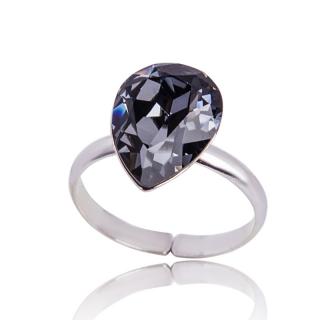 Stříbrný prsten s krystalem Xilion Pear Silver Night (Stříbrný prsten s krystalem)