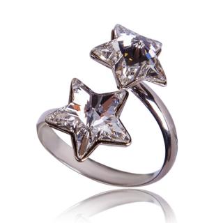 Stříbrný prsten s krystaly Hvězdičky DUO Crystal (Stříbrný prsten s krystaly)