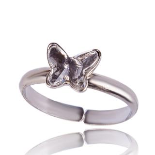 Stříbrný prsten s krystaly Motýlek 8mm Crystal (Stříbrný prsten s krystaly)