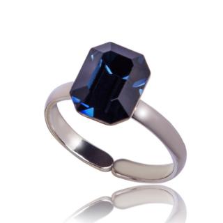 Stříbrný prsten s krystaly Octagon 10mm Montana (Stříbrný prsten s krystalem)