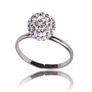 Stříbrný prsten s krystaly Pave Ball Crystal (Stříbrný prsten s krystaly)