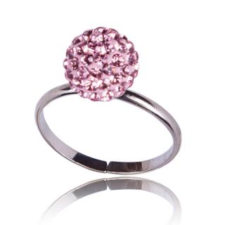 Stříbrný prsten s krystaly Pave Ball Light Rose (Stříbrný prsten s krystaly)