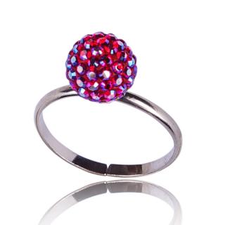 Stříbrný prsten s krystaly Pave Ball Light Siam Shimmer (Stříbrný prsten s krystaly)