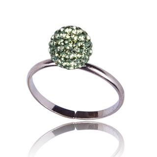 Stříbrný prsten s krystaly Pave Ball Peridot (Stříbrný prsten s krystaly)