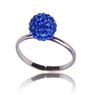 Stříbrný prsten s krystaly Pave Ball Sapphire (Stříbrný prsten s krystaly)