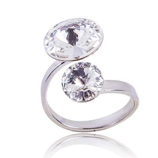 Stříbrný prsten s krystaly Rivoli duo Crystal (Stříbrný prsten s krystaly)