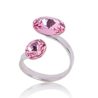 Stříbrný prsten s krystaly  Rivoli duo Light Rose (Stříbrný prsten s krystaly)