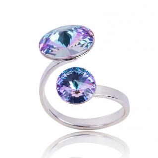Stříbrný prsten s krystaly Rivoli duo Vitrail Light (Stříbrný prsten s krystaly)