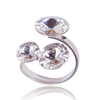 Stříbrný prsten s krystaly Rivoli trio Crystal (Stříbrný prsten s krystaly)