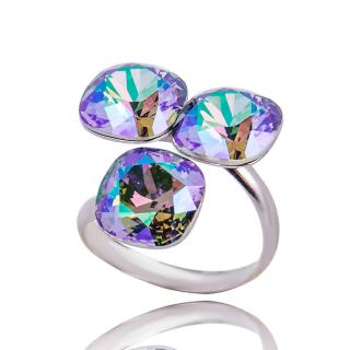 Stříbrný prsten s krystaly Square trio Paradise Shine (Stříbrný prsten s krystaly)