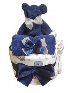 Margitex plenkový dort Méďa tmavě modrý (Dárkové balení plen)