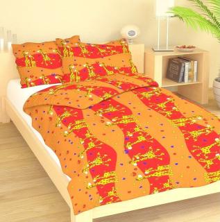 Margitex povlečení Žirafa oranžová krep 140x200, 70x90 cm (Dětské povlečení na velkou postel)