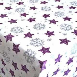Olzatex ubrus Hvězdy fialové 38x100 cm (Vánoční ubrus)