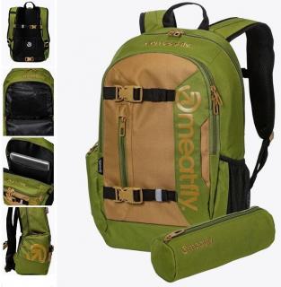 Meatfly batoh Basejumper, Forest Green/Brown, 22 L + PENÁL V CENĚ