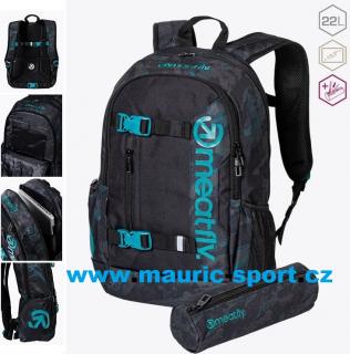 Meatfly batoh Basejumper, Petrol Mossy/Black, 22 L + PENÁL V CENĚ