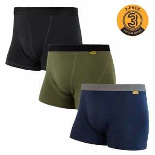 EGLOO DF MERINO 3 PACK pánské boxery, černá/modrá/zelená Velikost: XXL