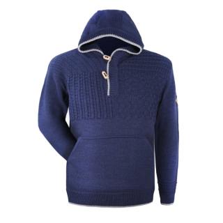 KAMA 4059 unisex merino svetr s kapucí,  modrá Velikost: L
