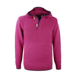 KAMA 4059 unisex merino svetr s kapucí,  růžová Velikost: L