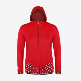 KAMA 5034 dámský merino svetr s kapucí, červená Velikost: M