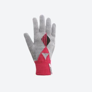 KAMA RB207 Dětské pletené Merino rukavice, růžová + šedá Velikost: M