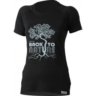 LASTING dámské merino triko s tiskem BACK černé Velikost: L