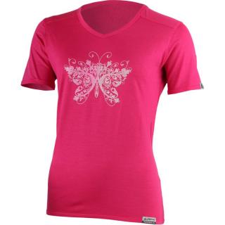 LASTING dámské merino triko s tiskem MANUELA růžové Velikost: S
