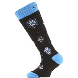 LASTING dětské merino lyžařské ponožky SJA, černá/modrá Velikost: S/34-37