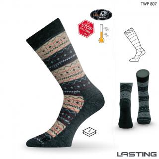 LASTING merino ponožky TWP béžové Velikost: XL/46-49