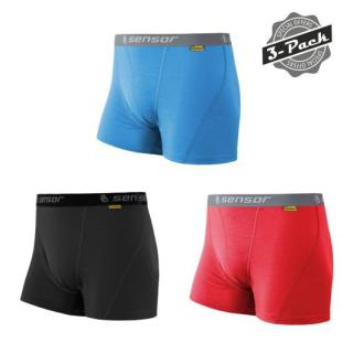 SENSOR MERINO ACTIVE 3-PACK pánské trenky černá/červená/modrá Velikost: XL