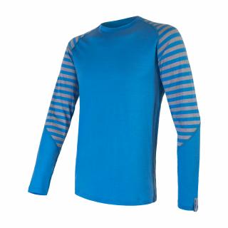 SENSOR MERINO ACTIVE pánské triko dl.rukáv modrá/šedá pruhy Velikost: XL