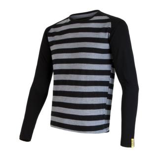 SENSOR MERINO ACTIVE pánské triko dl.rukáv s pruhy černé Velikost: XXL