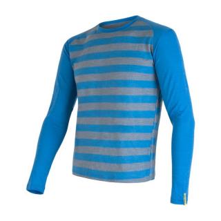 SENSOR MERINO ACTIVE pánské triko dl.rukáv s pruhy modré Velikost: XXL