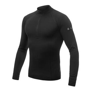 SENSOR MERINO ACTIVE pánské triko dl.rukáv stoják zip černá Velikost: XL