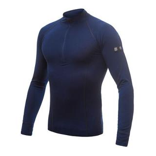 SENSOR MERINO ACTIVE pánské triko dl.rukáv stoják zip deep blue Velikost: L