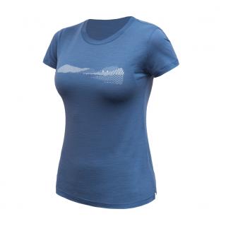 SENSOR MERINO AIR HILLS dámské triko kr.rukáv riviera blue Velikost: XL