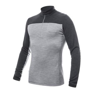 SENSOR MERINO BOLD pánské triko dl.rukáv zip cool gray/anthracite Velikost: 3XL