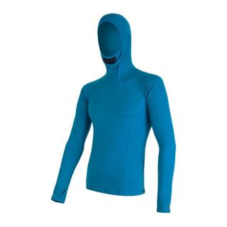 SENSOR MERINO DF pánské triko dl.rukáv s kapucí modrá Velikost: XL