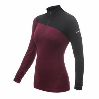 SENSOR MERINO EXTREME dámské triko dl.rukáv zip port red/černá Velikost: S