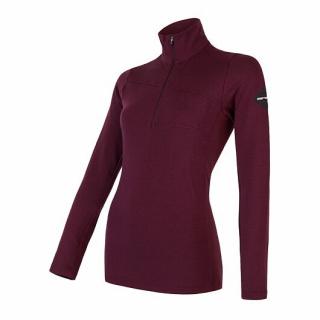 SENSOR MERINO EXTREME dámské triko dl.rukáv zip port red Velikost: M