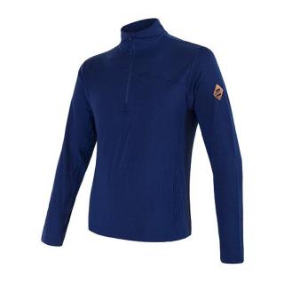 SENSOR MERINO EXTREME pánské triko dl.rukáv zip deep blue Velikost: L