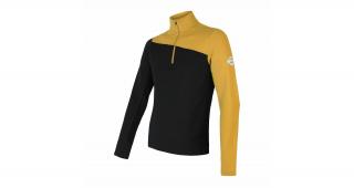 SENSOR MERINO EXTREME pánské triko dl.rukáv zip mustard/černá Velikost: L